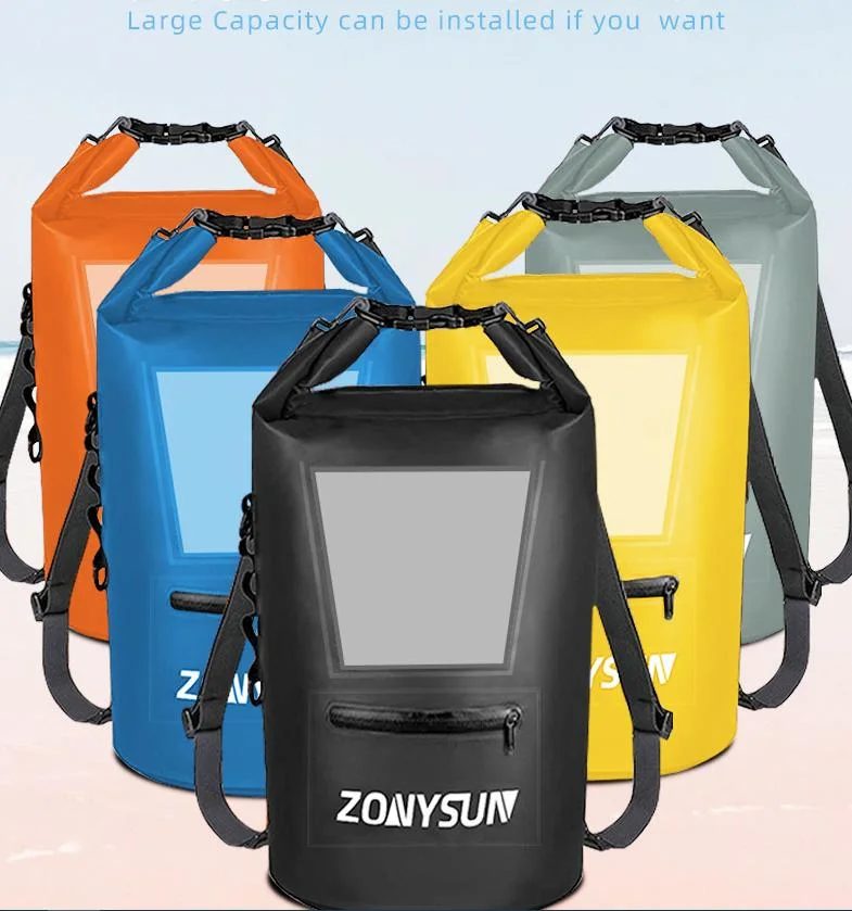 Manufacturers Direct New Waterproof Bucket Bag Support Mobile Phone Touch Screen Bucket Bag Large Capacity PVC Environment-Friendly Fabric Bucket Bag