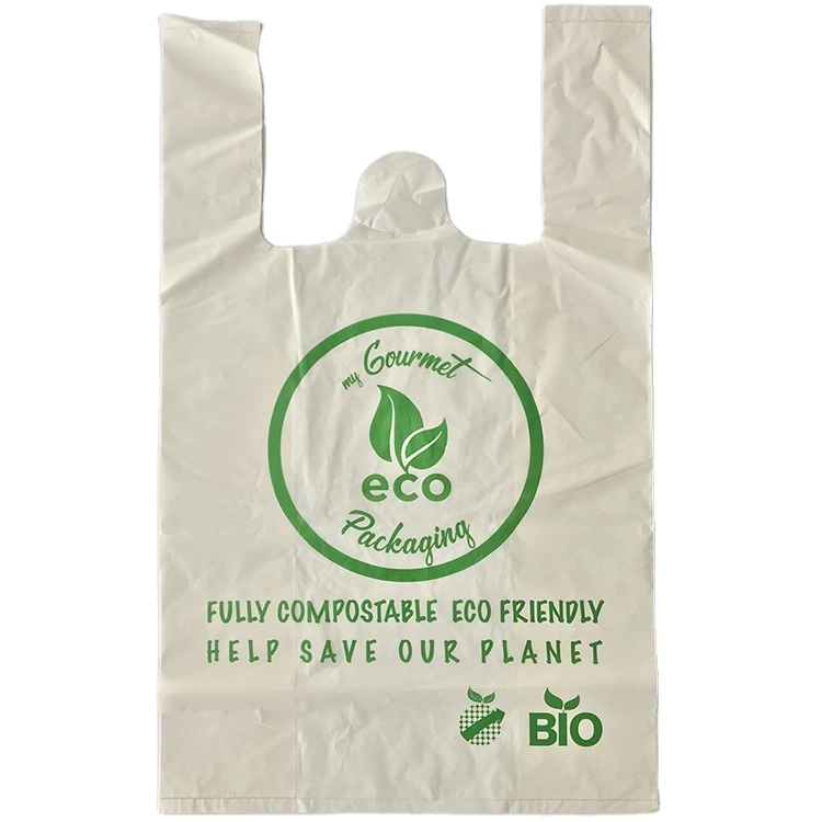 Custom Plastic Bag Biodegradable Compostable Environment-Friendly Supermarket T-Shirt Bag Vest Shopping Bags